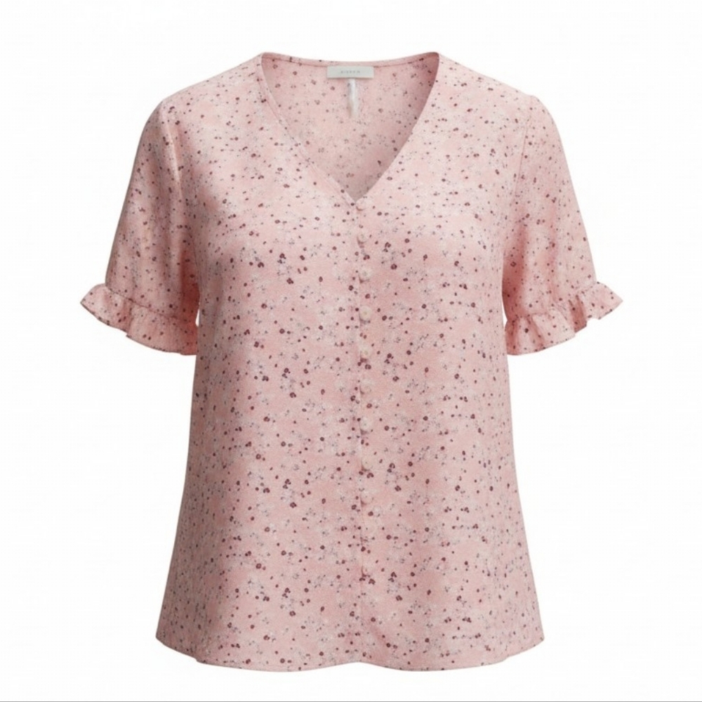 CECE Floral pastel ruffle blouse Danity romantic feminine